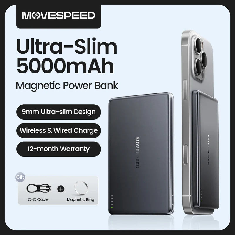 S05 Magnetic Power Bank 5000mAh Slim Wireless External Batteryfor MagSafe Powerbank