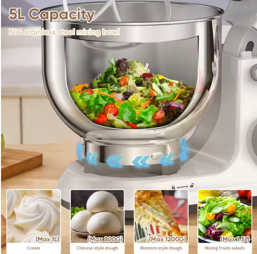 BioloMix Kitchen Food Stand Mixer, 1200W 11-Speeds DC Motor, Digital OLED Screen, Electric Food Mixer with Dough Hook, Whisk